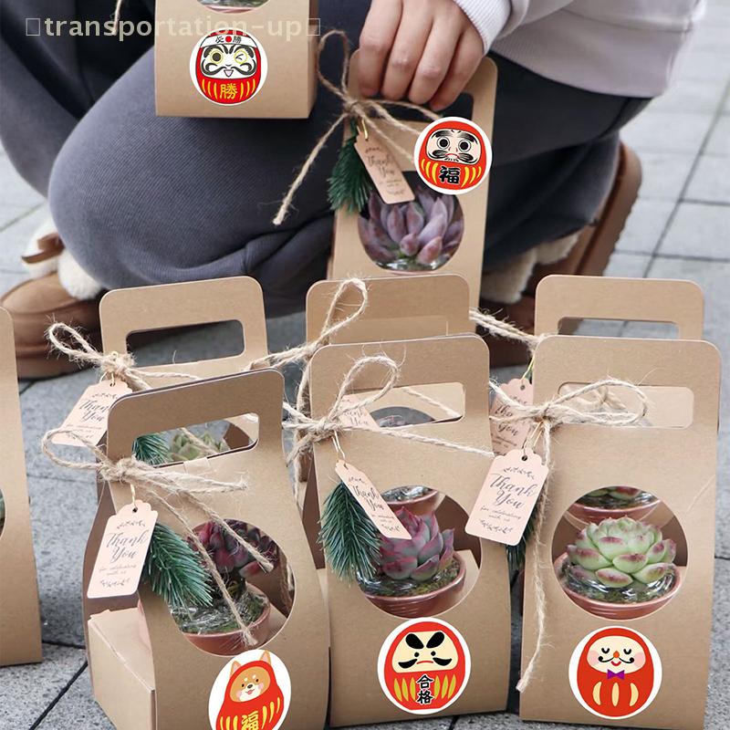 500/1500pcs Japan Daruma Egg Self-Adhesive Stickers Gift Envelope Card Jar DIY Sealing Sticker PVC Waterproof School Supplies