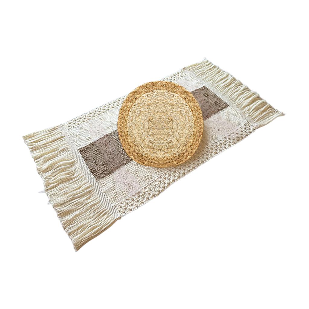Set of 12 Round Woven Placemats Simple Linen Placemat Handmade Boho Placemats for Dining Table Kitchen Restaurant Home Party