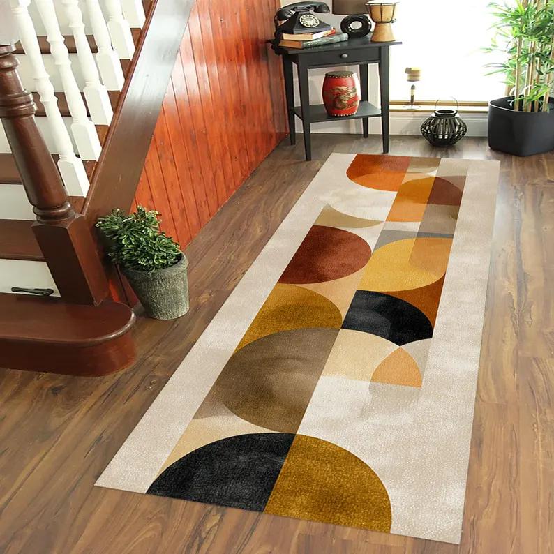

Mid Century Modern Runner Rug Abstract Geometric Hallway Decor Kitchen Runner Rug Turkish Runner Rug Washable Rug Doormat Rug 40X60CM