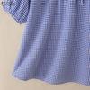 ZANZEA Women Plaid Print Casual Round Neck Half Sleeve Blouse