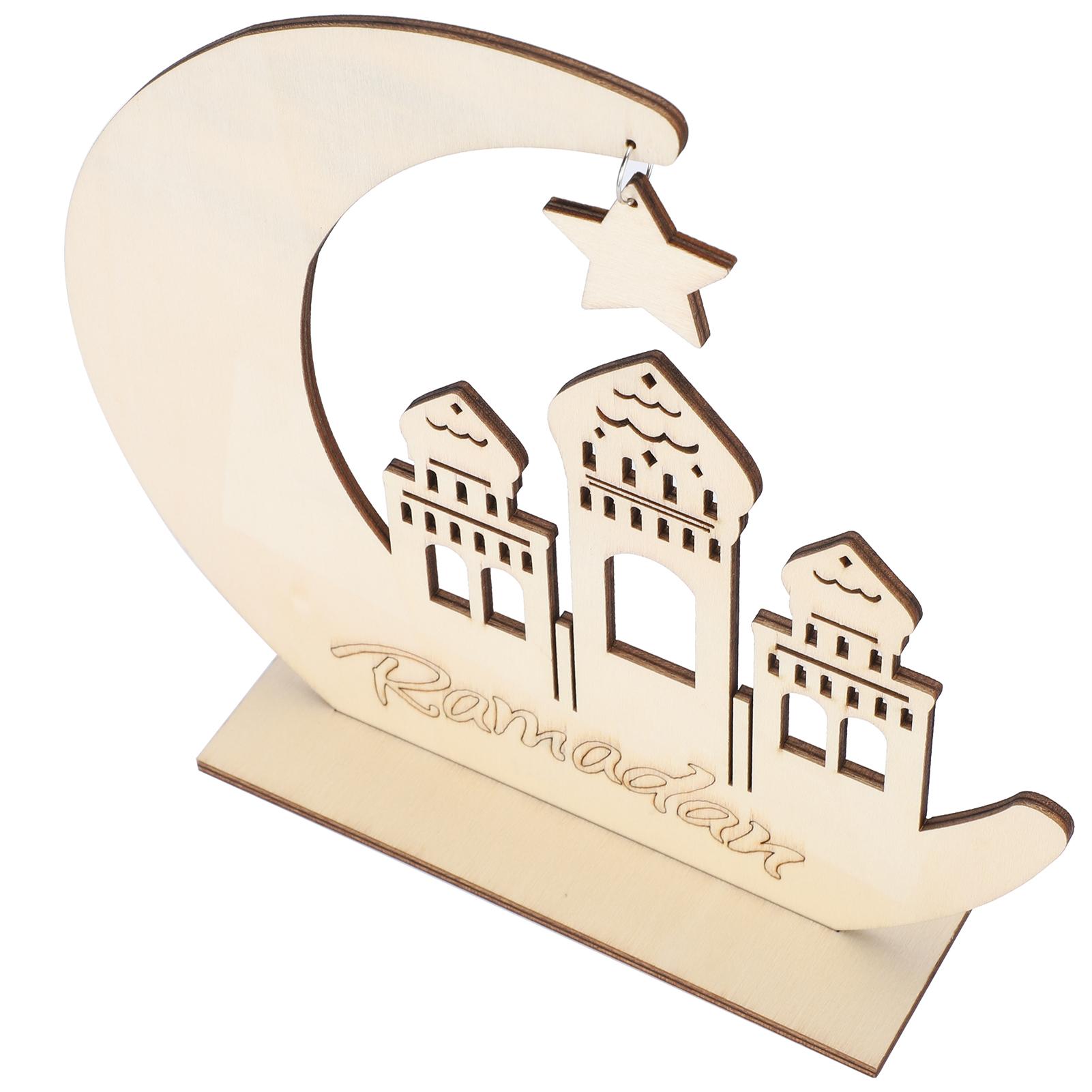 

Wooden Mosque Pendant Moon Star Ramadan Wood Ornament Party Supplies Decorations