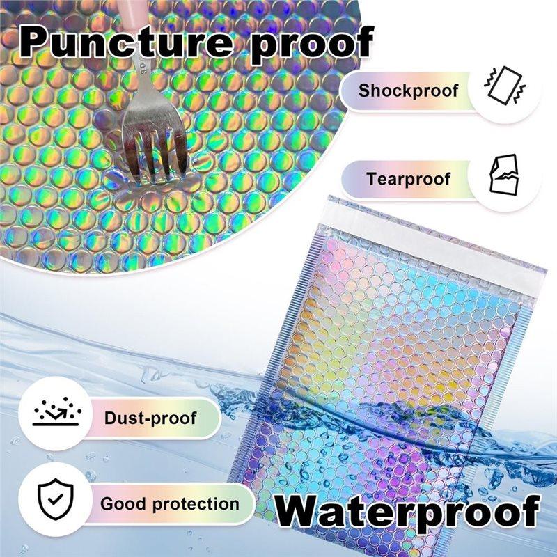 BAAJ-Foil Glitter Waterproof Self Seal Adhesive Holographic Bubble Mailers Bags, 50-Pack Shipping