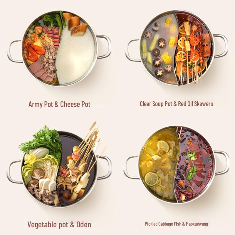 Supor 28cm 304 Stainless Steel Divided Hot Pot
