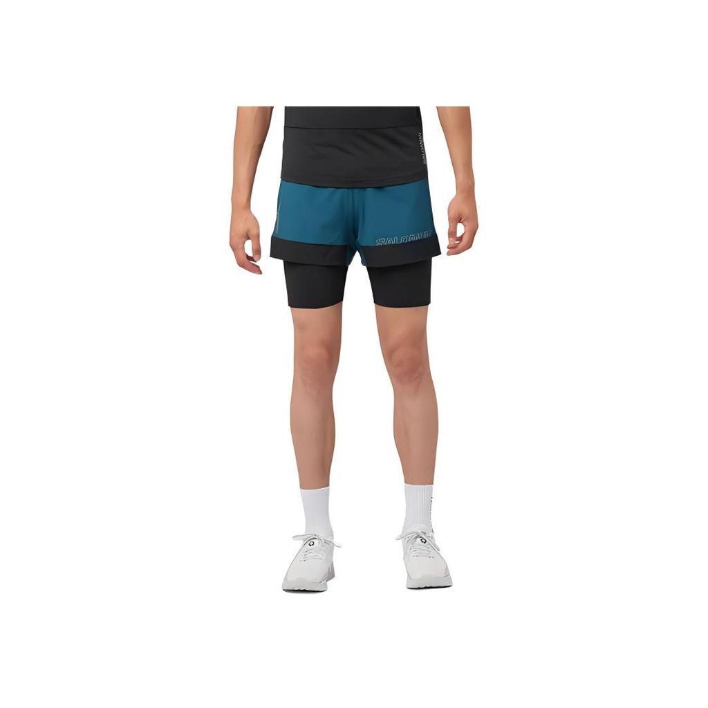 SALOMON Cross 2 in 1 Leichte Schnelltrocknende Laufshorts Herrenshorts Tiefsee Tiefschwarz LC2197500