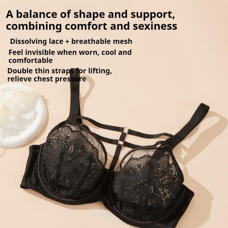 Thin Plus Size Fat  Women's Underwear Big Chest Small Set Bra Breast with Full Cup Bra