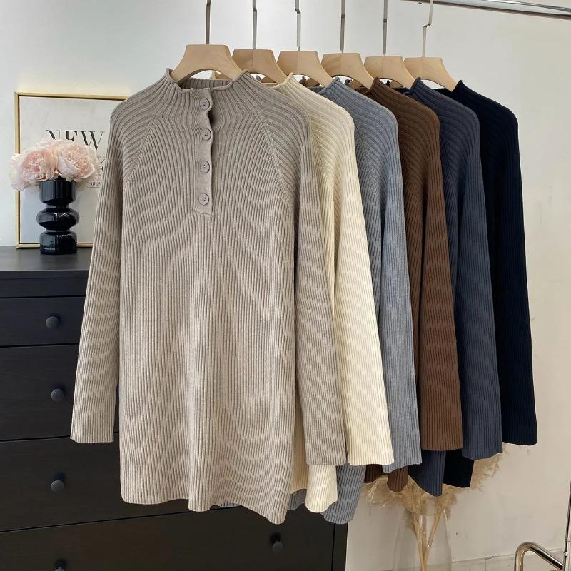 Sweater for Women Winter Cotton Thickened Pullover Warm Knitted Stretchy Long Sleeve Oversize Jumper Sweater Tops