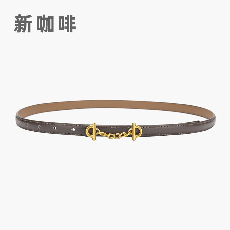 Retro Chain Smooth Buckle Belt For Women, Simple Style Jeans Belt For Women