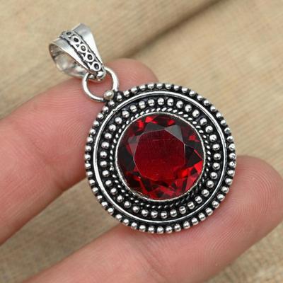 Ciondolo regalo di San Valentino fatto a mano in argento sterling 925 con pietra preziosa granato