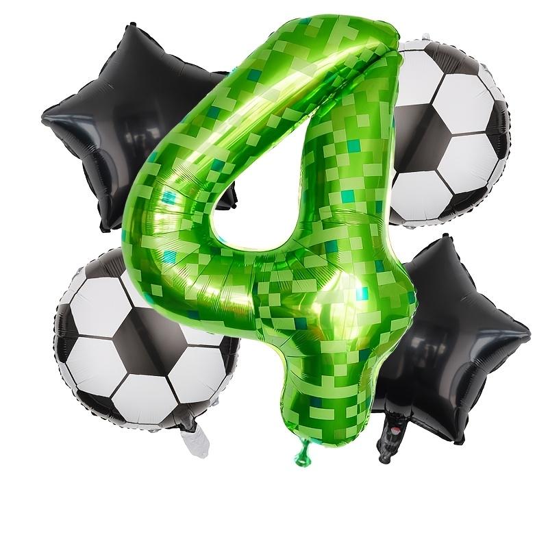 5pcs 40inch Pixel Number Balloons Set/Soccer Theme Birthday Balloons with Helium Valve/Aluminum Film Material/Ideal for Birthday