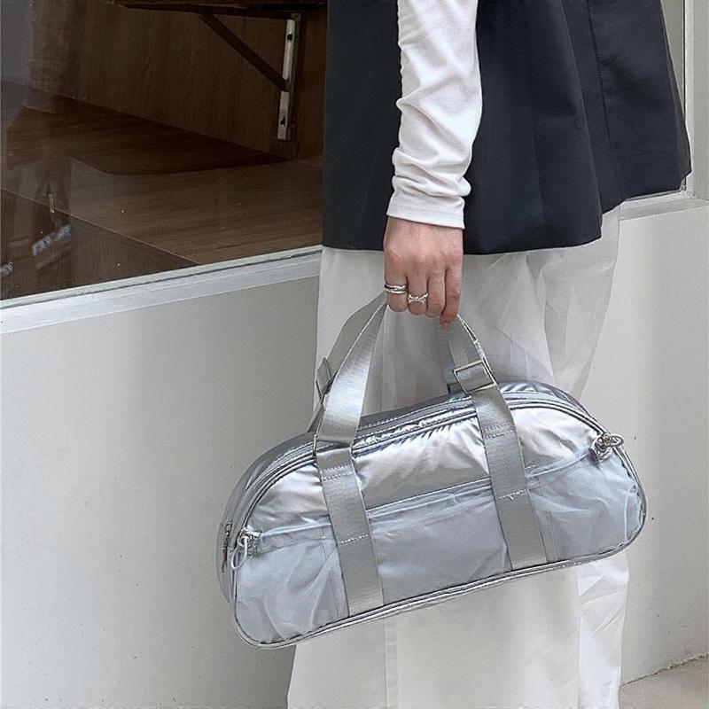 Women Korean Styles Stylish Commuters Shoulder Bag Soft Texture PU Leather Underarm Handbag Purse with Spacious Storage  Silver