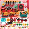Kids Toys Pretend Play Red Kitchen Toys Simulation Food Cooking Girl's Boys Educational Play House Interactive Toys for Children