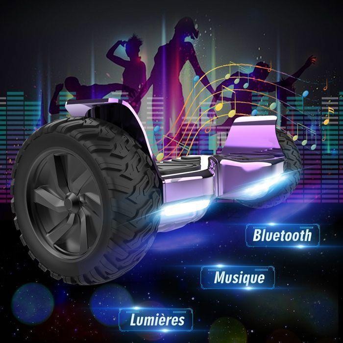 Hoverboard 8,5 pollici Hummer Fuoristrada LED Bluetooth con Motore Potente Regalo Ideale Viola Cromato