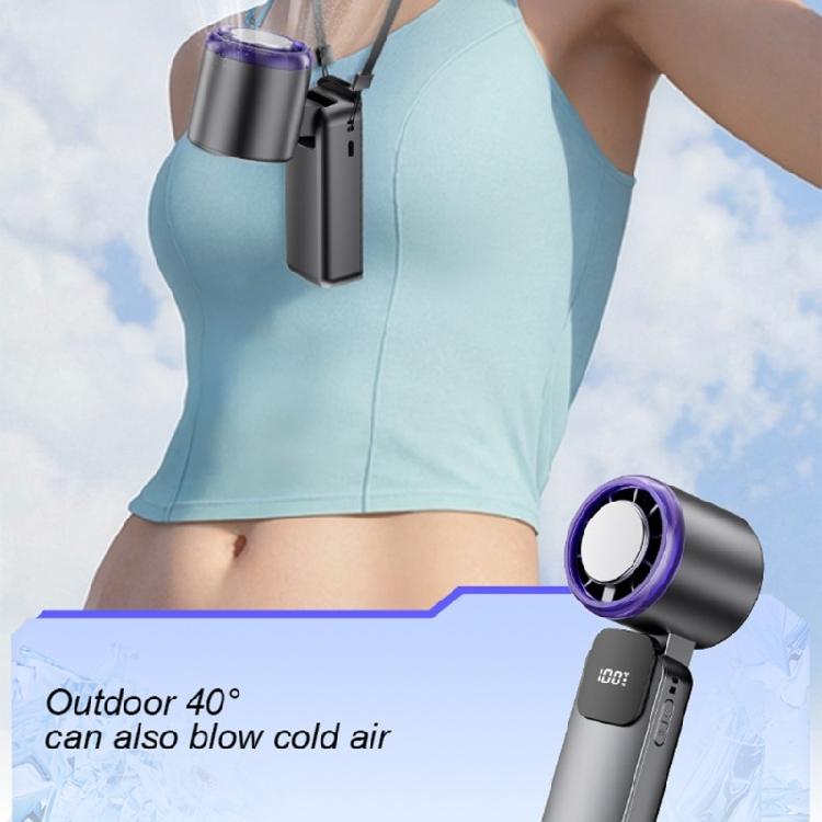 Foldable Portable Fan With Ice Ceramic Cooling 199 Wind Speeds Digital Display Quiet Operation For Home Travel Gift