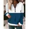 Womens V-Neck Half-Zip Long Sleeve Oversized Hoodie With Geometric Print Casual Comfort Fit 2025
