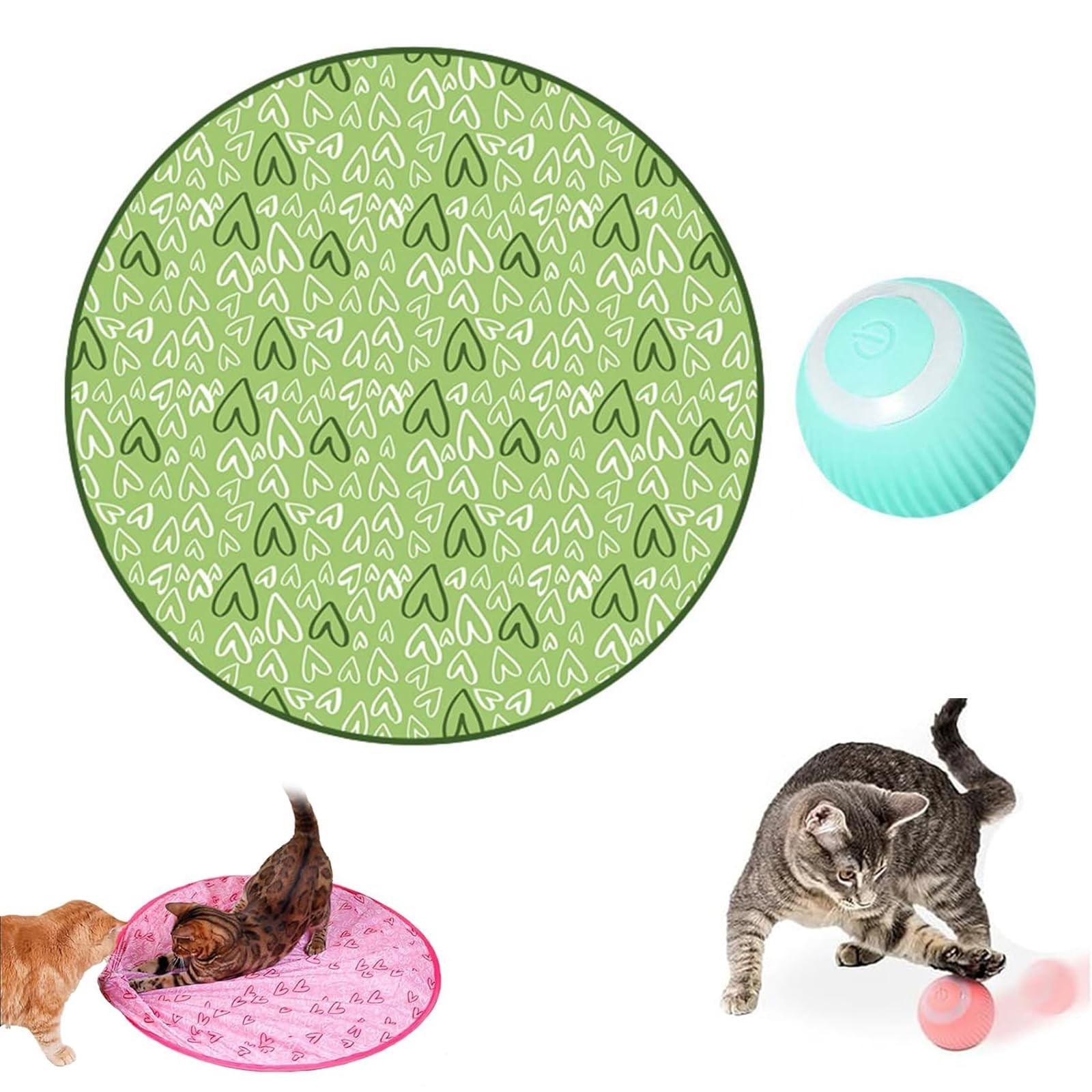 

Интеллектуальный электрический самокатящийся игрушечный шарик для кошек, автоматический шарик на роликах на 360 градусов, игрушечный электрический шарик для кошек со светодиодной подсветкой One Size зелёный