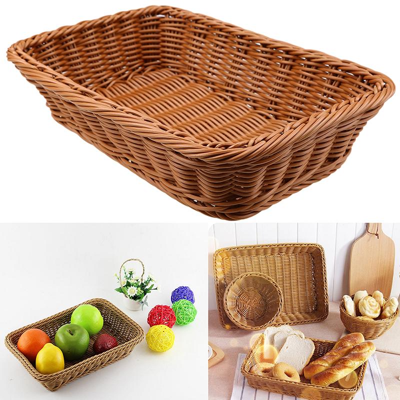 Rattan Bread Storage Basket Home Kitchen Vegetable Storage Organization Fruit Snack Storage Woven Basket