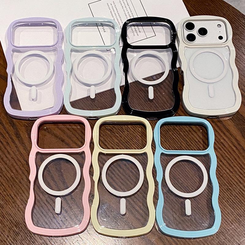 Wave Magnetic Two-in-One iPhone 17 Case - Compatible with Apple 16/17 Air, Transparent, Fit for Cross-border 14/13 Models.