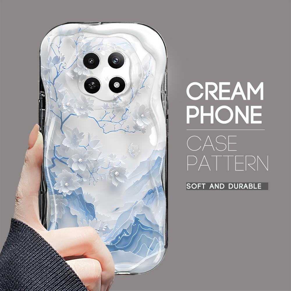 Kreslený vzor krémová textura pouzdro vlnitý okraj měkký silikonový kryt pouzdro na telefon pro OPPO Reno Realme OnePlus Vivo