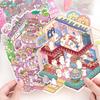 Large Miniature Scene Collection Coil Landscaping Sticker DIY Toy Game Books 3D Sticker Cabin Scene