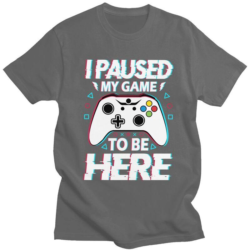 Custom I Paused My Game To Be Here Tshirts for Men Short Sleeves T Shirt Cool Gamer Humor Joke Tshirt Slim Fit 100 Cotton Tees