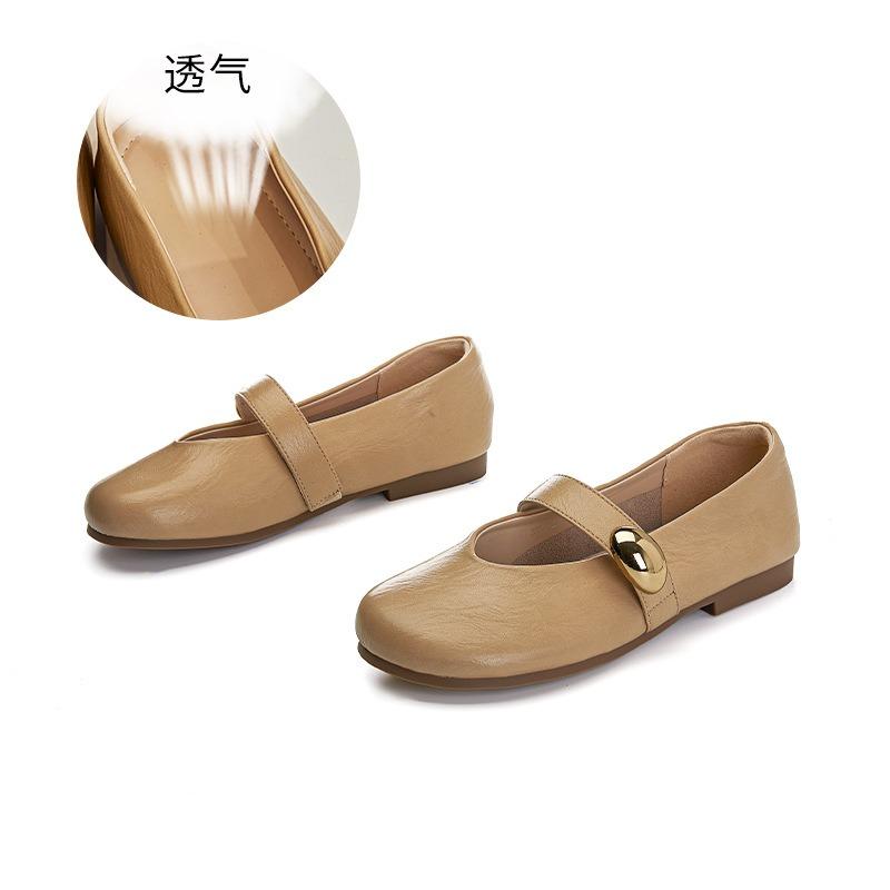 Leather Mary Jane Shoes Women's Summer New Shallow Mouth Flat Sole Shoes Women's Casual Versatile Commuter Women's Shoes