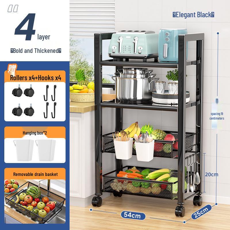 2025 Multifunctional Floor-Standing Kitchen Storage Rack: Multi-Layer Vegetable Basket Shelves