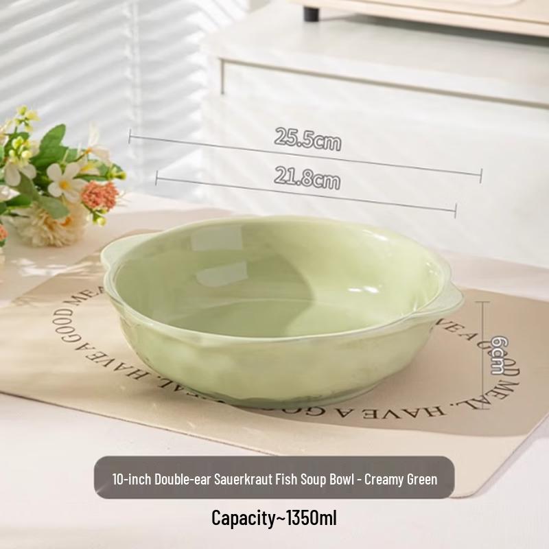 Large Handled Ceramic Serving Bowl
