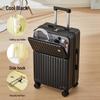 20-Inch Leather Front-Opening Suitcase with Universal Wheels and Combination Lock - Large Capacity for Men and Women