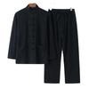 Men's Retro Chinese Style Tang Suit - Cotton and Linen Long-Sleeved Zen Top for Tai Chi.