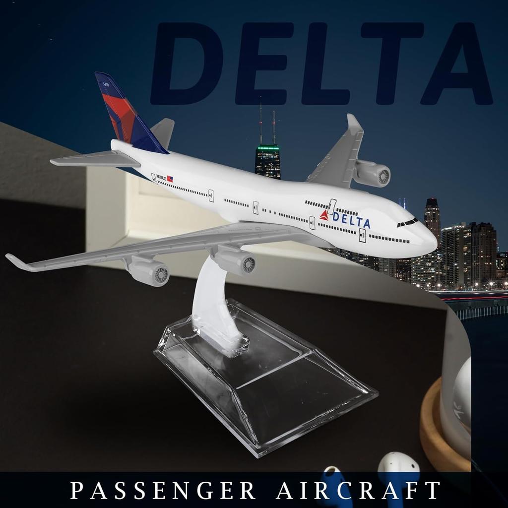 16cm for B747 Delta Airplane Static Model Metal Miniature Scale Aircraft Reception Area Ornament Suitable for Gift Giving