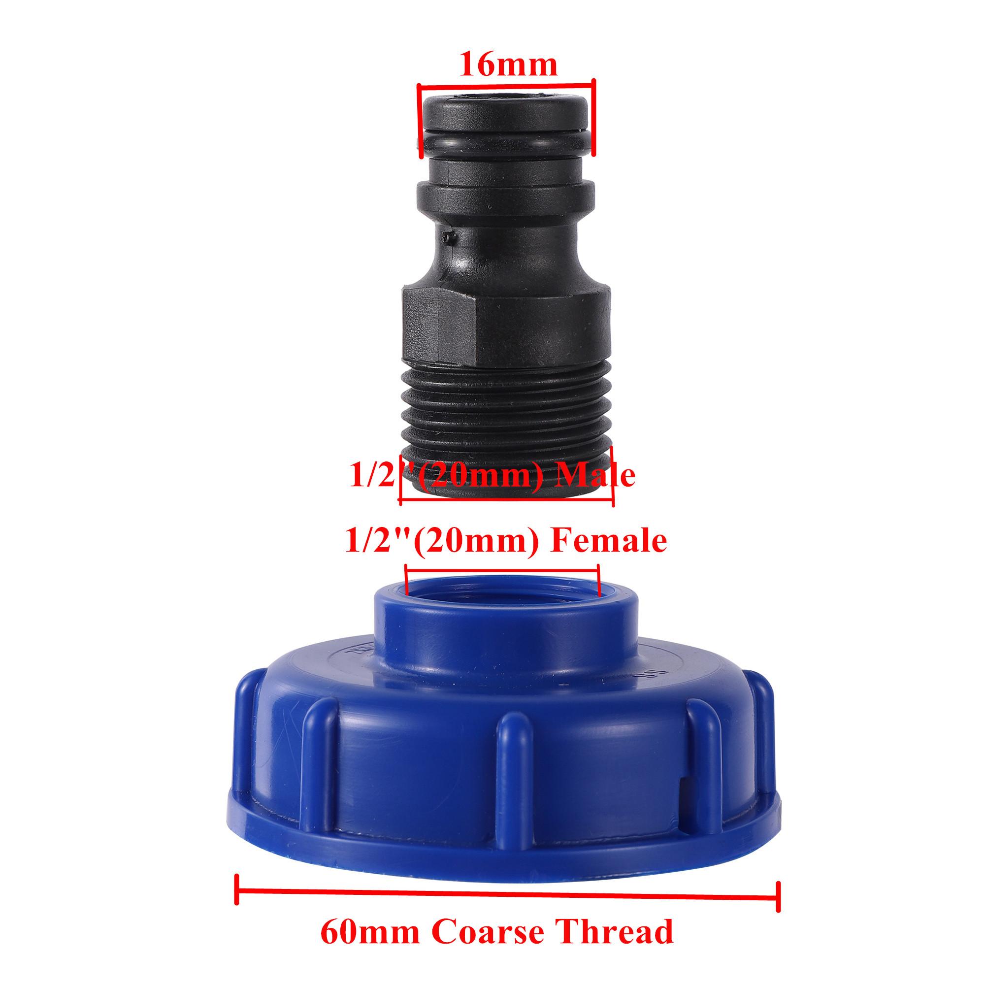 

IBC S60 Drain Adapter 1/2 3/4 female thread Tank Adapter 16mm Quick Hose Fitting Faucet Valve Adapter Garden Hose Adapter