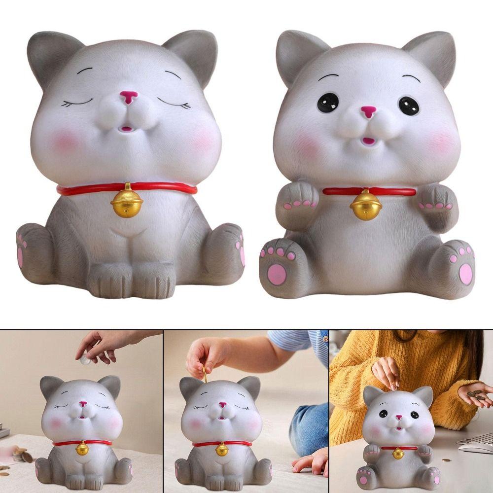 

Lovely Cat Saving Jar Decorative Desktop Cat Ornament Durable Cat Piggy Bank Children Toys