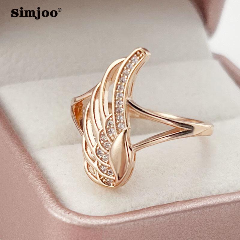 SIMJOO Roségoldfarbener Zirkon-Engelsflügelring für Damen
