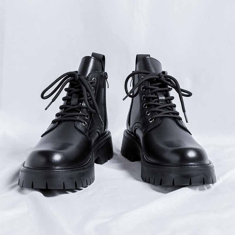 Lyxiga Herr Svarta Brogue Stövlar Herr Plattform Ankelstövlar Hög Kvalitet Herr Chelsea Stövlar Slip on Oxford Formella Affärsskor