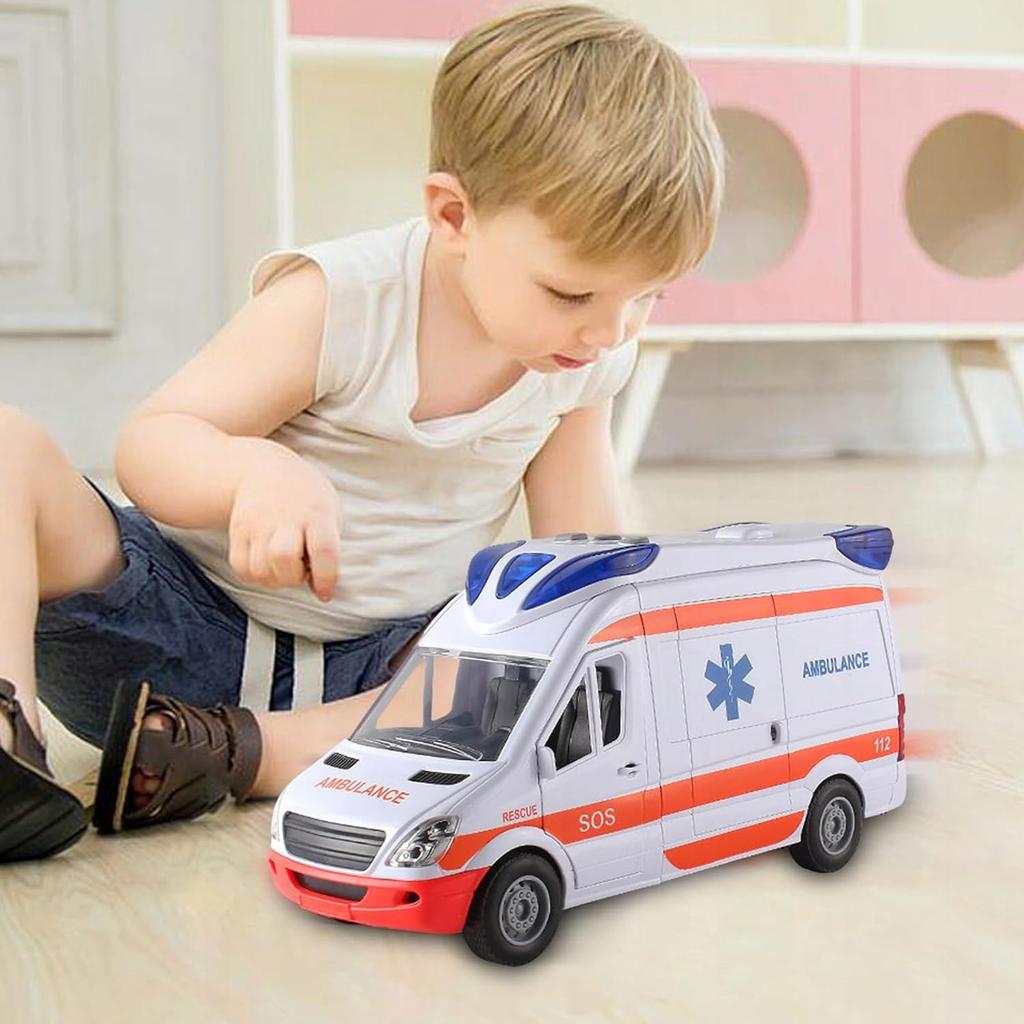 Spielzeug Krankenwagen mit Geräuschen und Lichtern Trage + Batterien