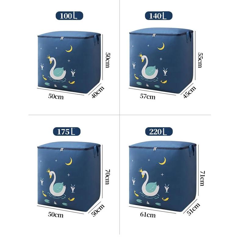 Non-woven Printed Quilt Storage Bags Large-capacity Household Sundries Storage Bags Foldable Clothes Dust-proof Storage Bags