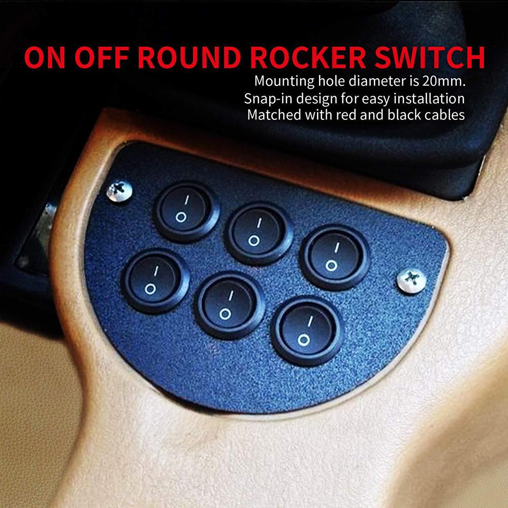 20pcs-5pcs Rocker Switch Black On Off 2 Pin Mini Round Toggle Switch 6A 250V 10A 125V 20MM Circle Switches for RV Car Truck Boat