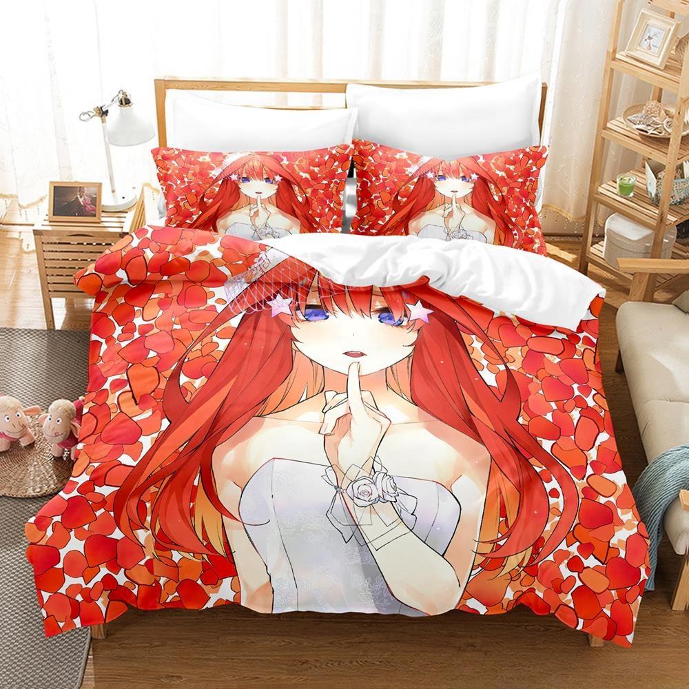 Anime Kawaii Girls The Quintessential Quintuplets Bedding Set Cartoon Anime three-piece Set Adult Kid Bedroom Duvet Cover Sets