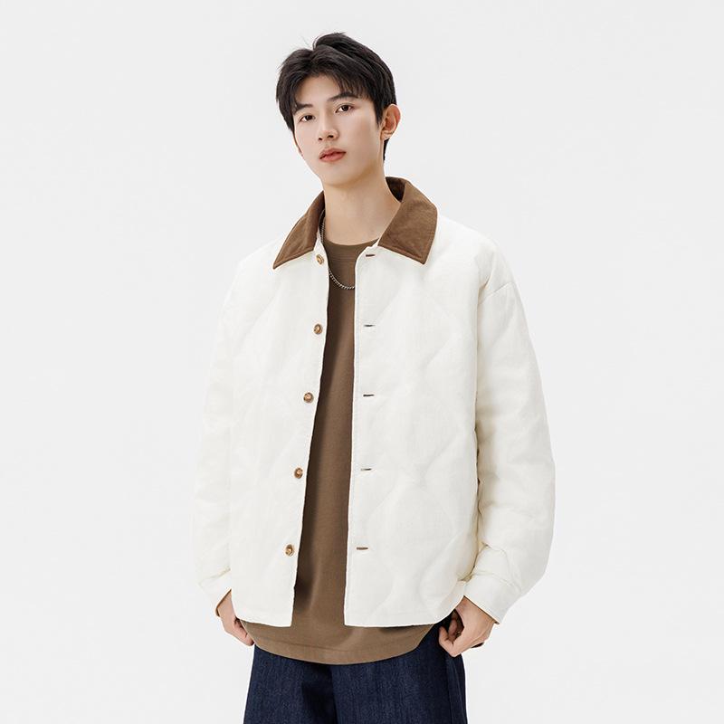Winter-Daunenjacke für Herren 2025 mit Farbblock-Design und Reverskragen – Schlicht, locker, warm, im Landhausstil für Paare