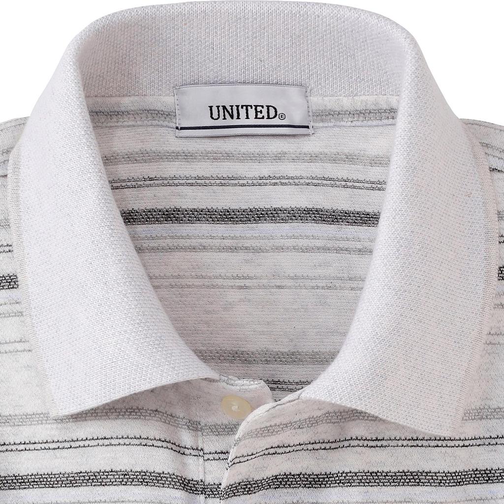 polo shirt with textured made in for men [UNITED] Short-sleeved border, Japan, (LL, off-white)