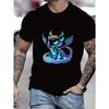European Sizes Man'S Summer New Arrival T-shirt, A Colorful Cartoon Dragon Pattern Printed On It. The Dragon Has A Fantastic Shape