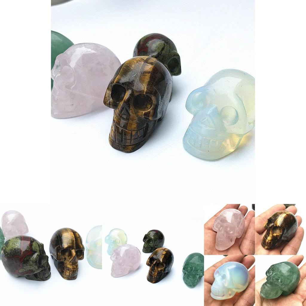 Naturalny Kwarc 5cm Kryształowa Czaszka Rzeźbiona Czaszka Reiki Uzdrowienie Dekoracja Rzeźba