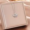 Women's Silver Titanium Steel Necklace with Micro-Inlaid Zircon - Elegant, Durable Clavicle Chain Jewelry