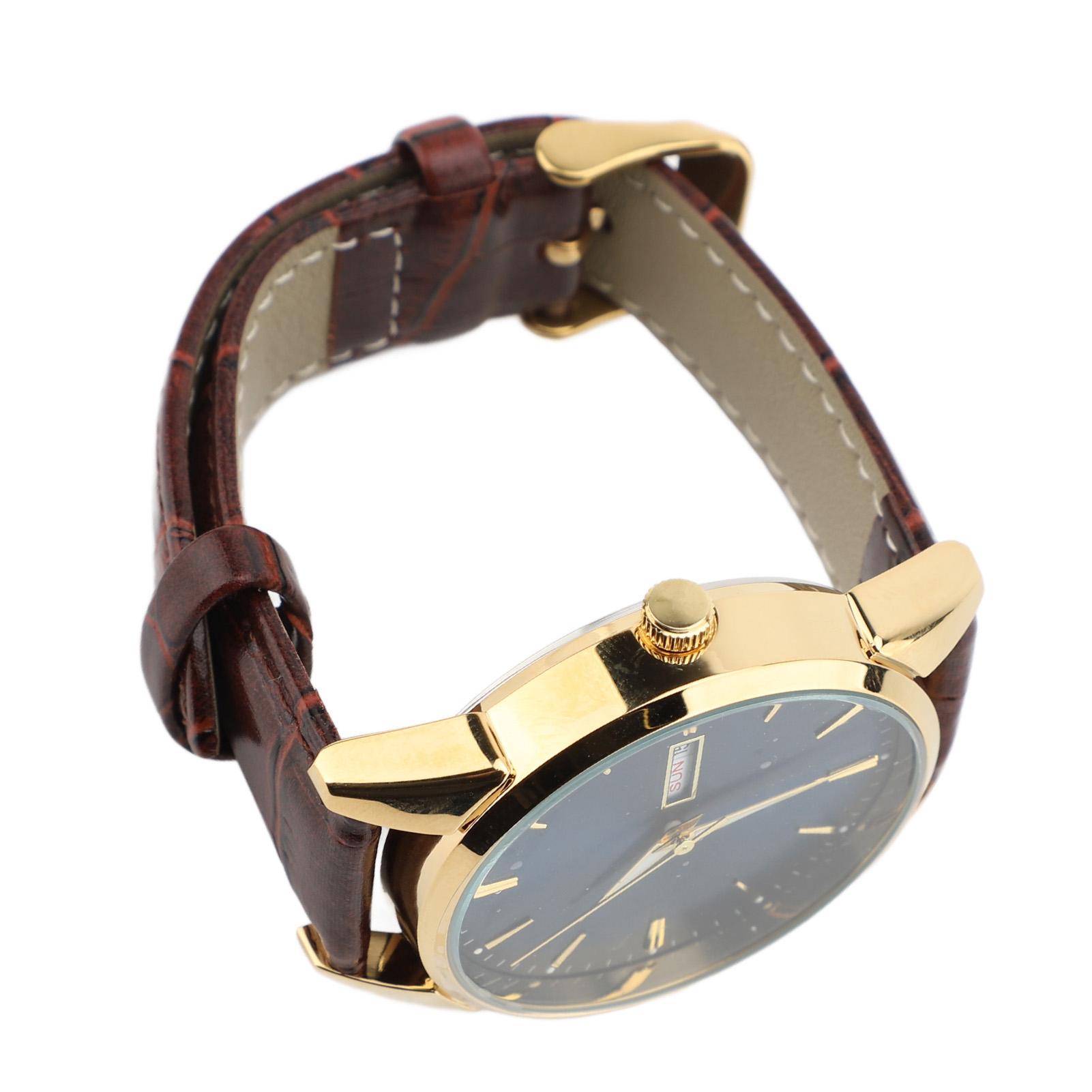 

Men Luminous Quartz Watch Date Display 30m Water Proof PU Leather Strap Men Business Wristwatch Blue Dial