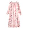 Ladies Spring and Autumn New Crepe Double Layer Cotton Yarn Korean Sweet Long Sleeve Skirt Loose Large Size Home Skirt Pajama Factory