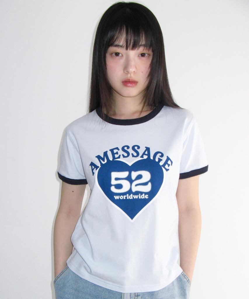 AMES-WORLDWIDE 52 Heart Ringer Crop Tee Blue