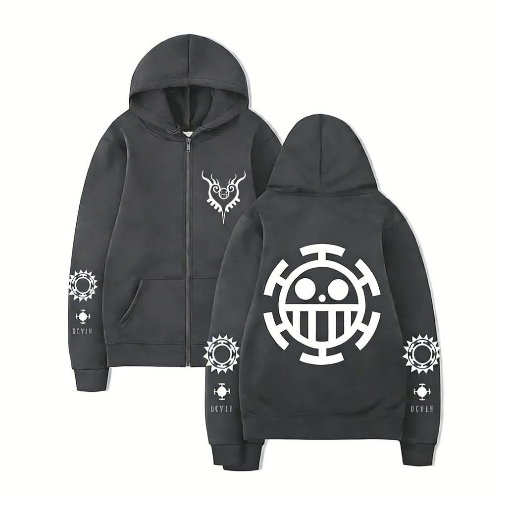 One Piece Graphic Hoodie Zip Up Man Women Anime Skeleton Print Sweatshirt Streetwear Casual Jacket Long Sleeve Tops Spring