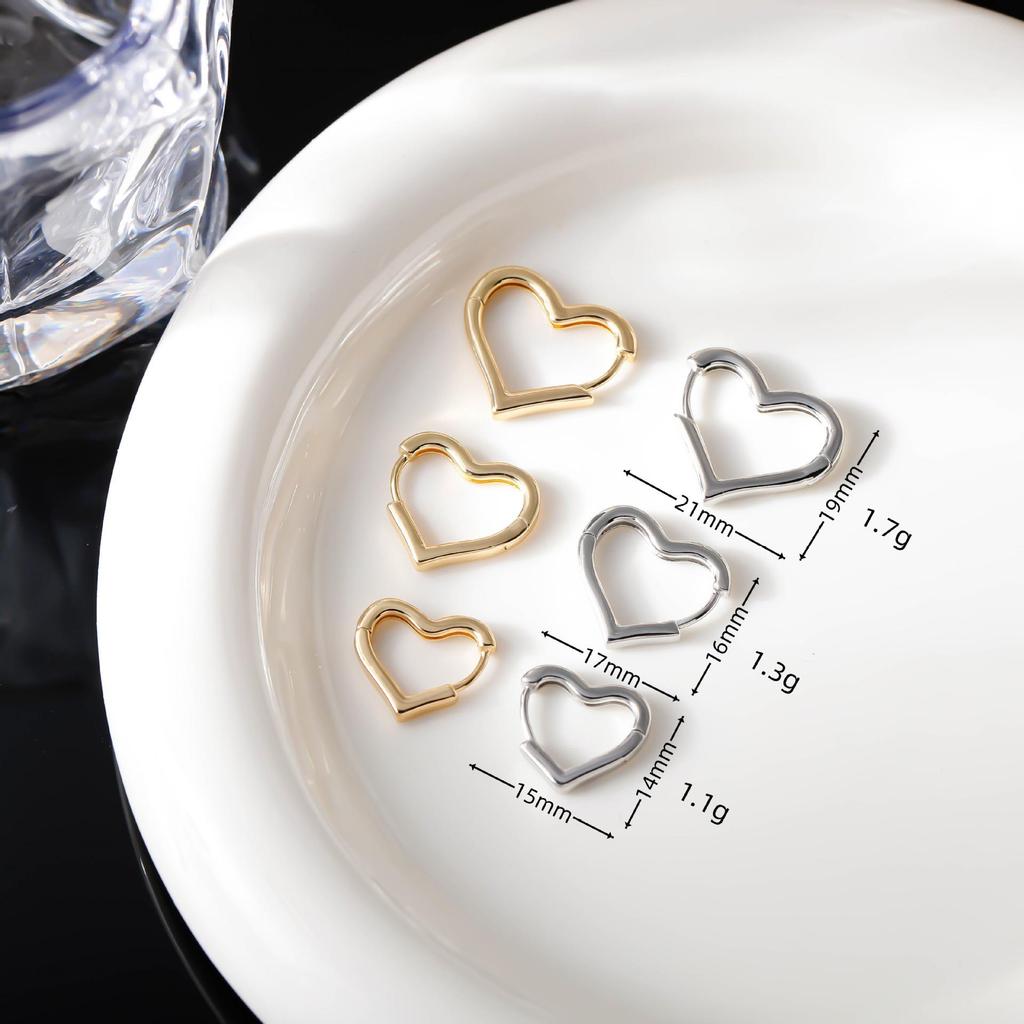 Korean Heart Shape Earrings: Elegant Ear Cuffs for Women - Luxury, Simple Hoop, Hip Hop Style Jewelry