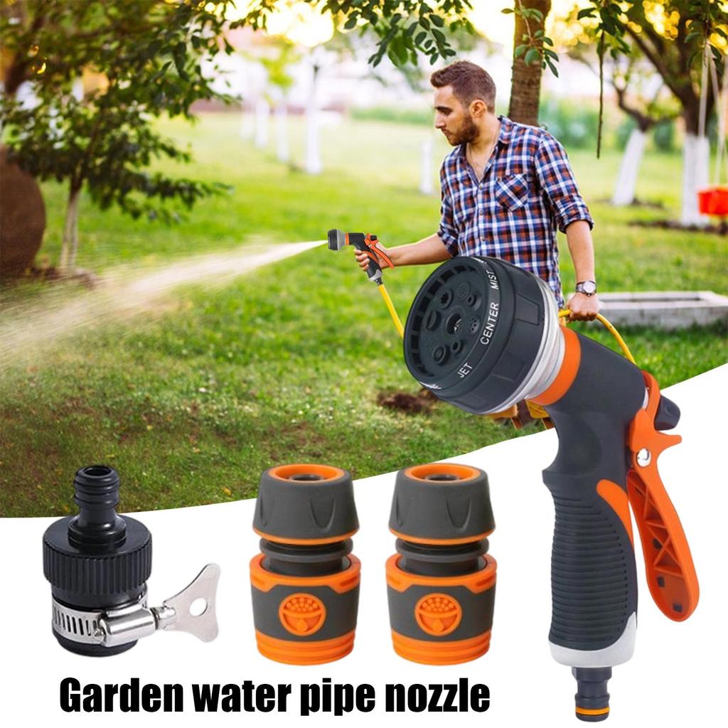 Lawn Spray Watering 8 Spray Modes Garden Tools For Garden Washing Car High Pressure Water Tool Adjustable Hose Sprinkle Nozzle