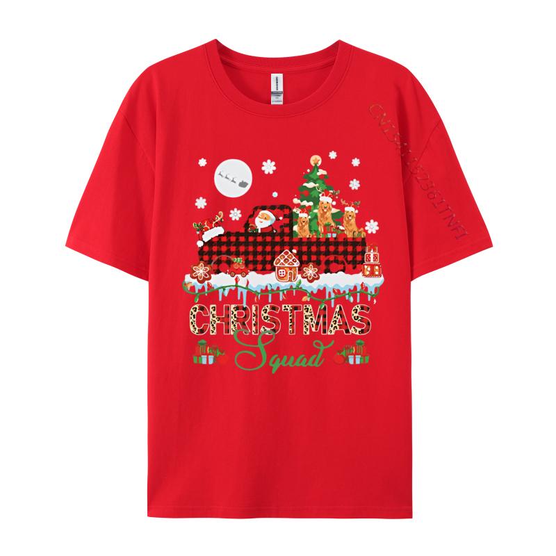 Cotton Unisex Christmas Squad Santa Three Golden Retro Tshirt Top Tshirts Oversized Casual Grahpic Tee Shirt